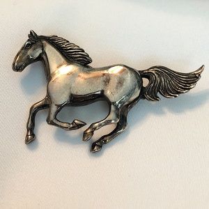 GS Glenn Sandoval Navajo Running Horse Brooch Pin Sterling Silver VNTG EUC